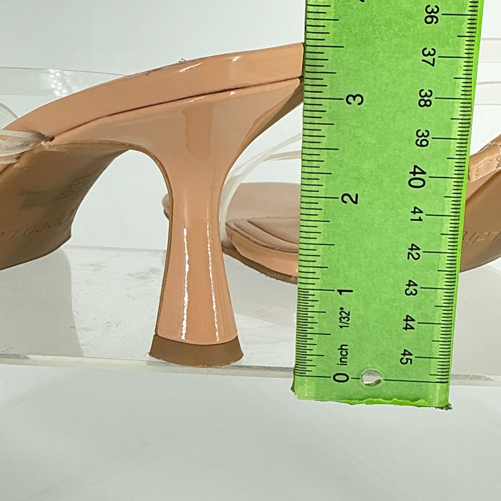 Open Edit Size 7.5 Tan Nude Clear Strappy Kitten‎ Heel Slide Sandals Tawney - Picture 5 of 14